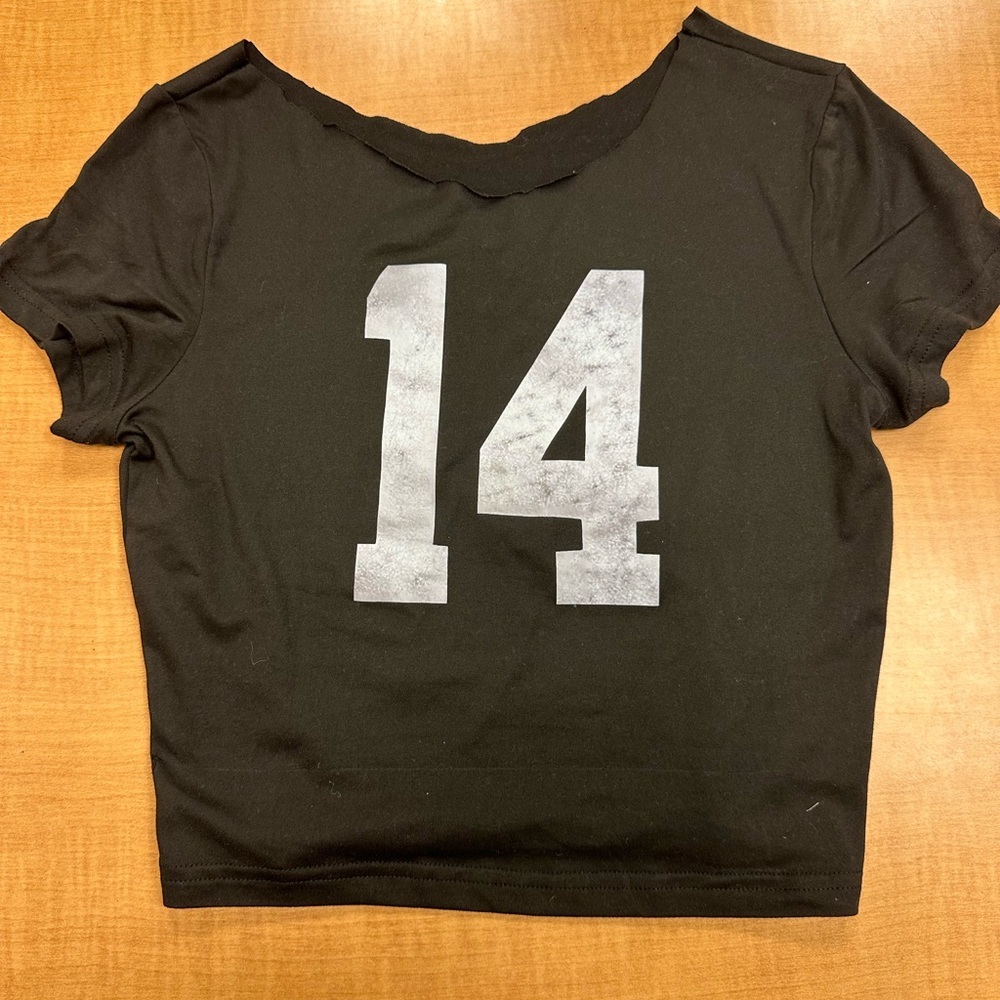 Gray Crop Top with Vintage Number